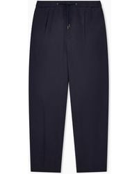 Giorgio Armani - Linen Trousers With A Single Pleat And Drawstring - Lyst