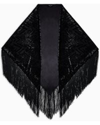Giorgio Armani - Laser-Cut Velvet Shawl With Fringes - Lyst
