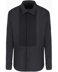 Giorgio Armani - Cotton Tuxedo Shirt With Pleated Detail - Lyst