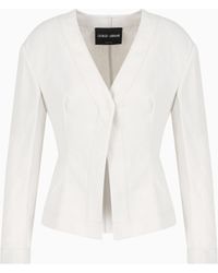 Giorgio Armani - Short, Single-Breasted Linen Jacket - Lyst