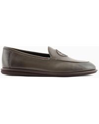 Giorgio Armani - Vintage Nappa Leather Loafers With Embroidered Logo - Lyst