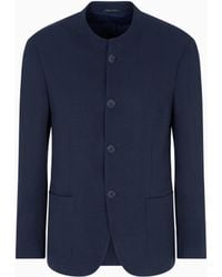 Giorgio Armani - Cupro And Viscose Single-Breasted Jacket With A Micro Chevron Motif - Lyst