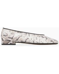 Giorgio Armani - Leather Python Print Flats With Square Toe - Lyst