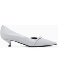 Giorgio Armani - Pointed Toe Leather Pumps With Strap And Low Heel - Lyst