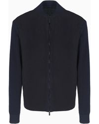 Giorgio Armani - Blouson Mit Reißverschluss, Gefertigt Aus Lamm-Veloursleder Und Einer Kaschmir-Mischung - Lyst
