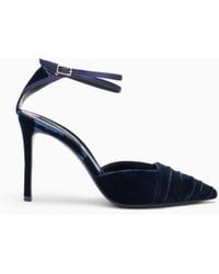 Giorgio Armani - Velvet Pumps With Strap And Stiletto Heel - Lyst