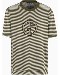 Giorgio Armani - Chevron Jacquard Stretch Viscose Crew-Neck T-Shirt - Lyst