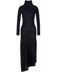 Giorgio Armani - Vestido A Media Pierna De Punto De Viscosa Y Lana - Lyst