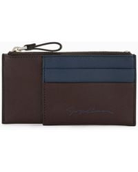 Giorgio Armani - Two-tone Leather Credit Card Holder With Money Clip - Lyst