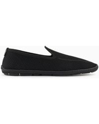 Giorgio Armani - Breathable Mesh Slip-On Sneaker With Leather Inserts - Lyst