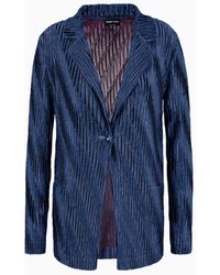 Giorgio Armani - Asv Single-breasted Jacket In Two-tone Pleated Jersey - Lyst