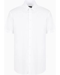 Giorgio Armani - Short-Sleeved, Stretch Plain-Knit Shirt - Lyst