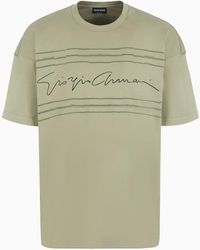 Giorgio Armani - Camiseta De Cuello Redondo En Punto De Algodón Orgánico Asv - Lyst