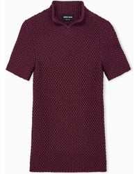 Giorgio Armani - Slim Fit Short Sleeve Viscose Sweater With Honeycomb Effect - Lyst
