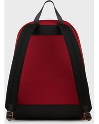 Giorgio Armani Leather And Jacquard Knit Backpack - Red