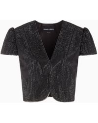 Giorgio Armani - Short Silk Jacket With Pavé Crystals - Lyst