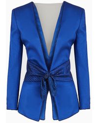 Giorgio Armani - Silk, Single-breasted Jacket With Embroidered Belt - Lyst