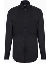 Giorgio Armani - Regular-fit Tuxedo Shirt In Voile With Plastron In Honeycomb Fabric - Lyst