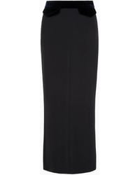 Giorgio Armani - Midirock Aus Grain-De-Poudre-Wolle Und Samt - Lyst
