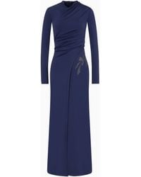Giorgio Armani - Robe Longue En Jersey De Viscose Stretch Avec Strass Asv - Lyst