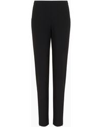 Giorgio Armani - Wool Crepe Pants With A High Waist And Side Zip - Lyst