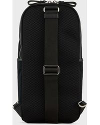 Giorgio Armani Two-tone Technical Nylon Sling Backpack - Black