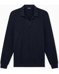 Giorgio Armani - Knit Polo Regular Fit Honeycomb Stitch Virgin Wool - Lyst