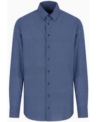 Giorgio Armani - Regular-fit Cotton-seersucker Shirt With A Geometric Motif - Lyst