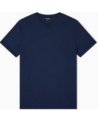 Giorgio Armani - Cotton Crew Neck T-Shirt With Embroidered Logo - Lyst