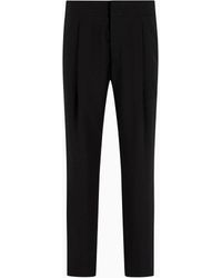 Giorgio Armani - Single-Pleat, Pure Virgin Wool Crêpe Trousers - Lyst