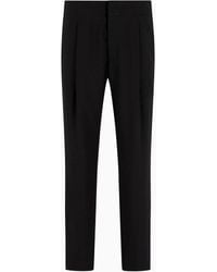 Giorgio Armani - Single-Pleat, Pure Virgin Wool Crêpe Trousers - Lyst