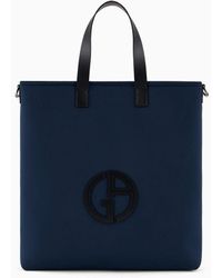 Giorgio Armani - Neoprene Shopper Bag With Oversized Logo - Lyst