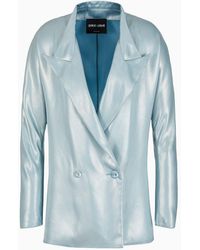 Giorgio Armani - Double-breasted Jacket In Laminated Viscose Satin - Lyst