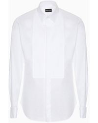 Giorgio Armani - Pleated Cotton Tuxedo Shirt - Lyst