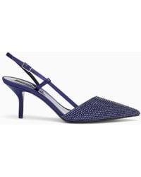 Giorgio Armani - Pointed Satin Slingback Pumps With Rhinestones - Lyst