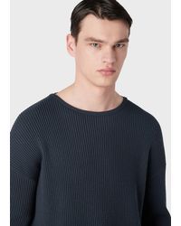 Giorgio Armani Virgin Wool Jumper With Airbrushed Detailing - Blue