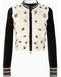 Giorgio Armani - Short Velvet Jacket With Embroidered Roses - Lyst