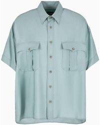 Giorgio Armani - Short-sleeved, Loose-fit Lyocell And Silk Shirt - Lyst