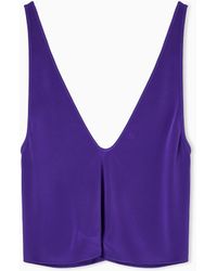Giorgio Armani - Silk Blend Crêpe Short Top - Lyst