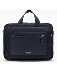 Giorgio Armani - Pebbled-Leather And Nylon Briefcase - Lyst