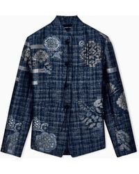 Giorgio Armani - Floral Jacquard Blazer With A Guru Collar And Tassel Button - Lyst
