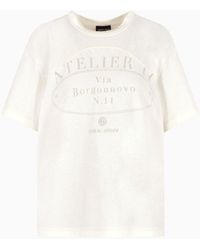 Giorgio Armani - T-shirt Surdimensionné En Jersey De Coton Mélangé Denim Collection - Lyst