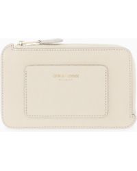 Giorgio Armani - Half Zip-Around Granulated Leather Wallet With Logo Pocket - Lyst