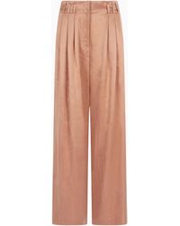Giorgio Armani - Pantalones Amplios De Viscosa Y Cupro - Lyst