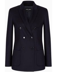 Giorgio Armani - Double-breasted Jacket In Virgin Wool And Cashmere - Lyst