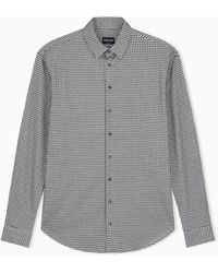 Giorgio Armani - Regular Fit Cotton Jersey Shirt With Geometric Flock Print - Lyst