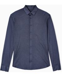 Giorgio Armani - Slim-Fit Micro-Jacquard Silk And Cotton Jersey Shirt - Lyst