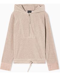 Giorgio Armani - Ribbed Chenille Jersey Hooded Sweatshirt - Lyst