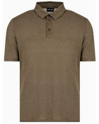Giorgio Armani - Short-sleeved Polo Shirt In Pure Linen Jersey - Lyst