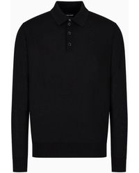 Giorgio Armani - Long-sleeved Polo Shirt In Virgin Wool - Lyst